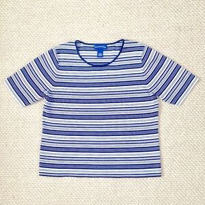 Charter Club Silk Blend Navy Striped Top